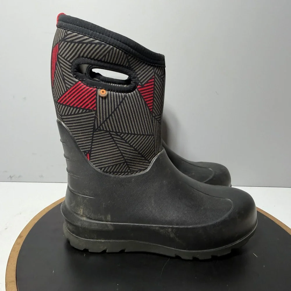 Bogs‎ Neo Classic Geo Boots Kids Youth 5 Waterproof Insulated Black Red Winter